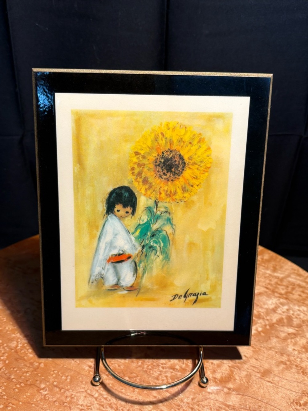 VTG Ted DeGrazia "The Sunflower" plaque Art Print - Southwest MCM